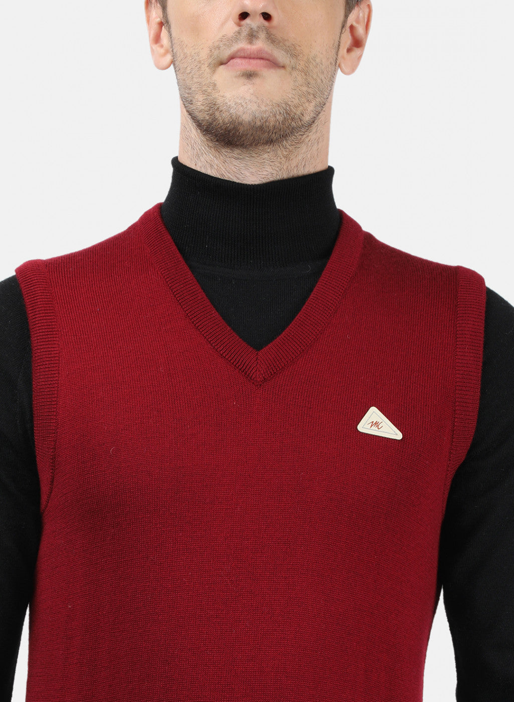 Men Maroon Solid Sweater