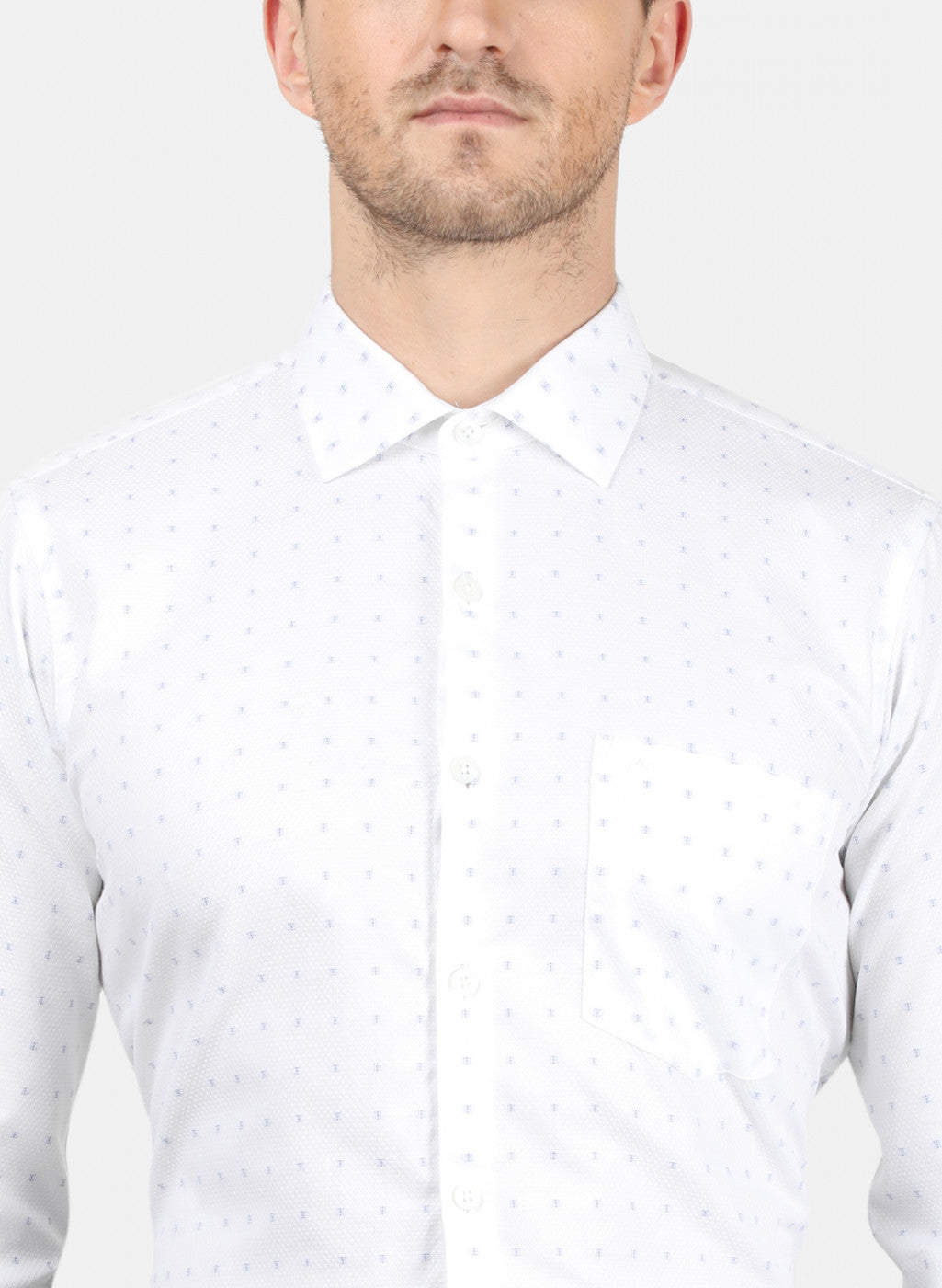 Mens White Printed Shirt