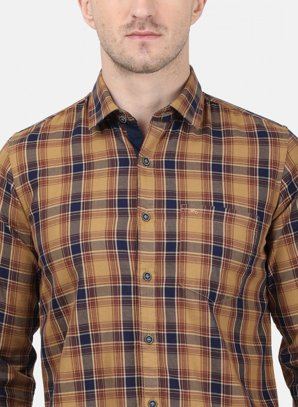 Mens Brown Check Shirt