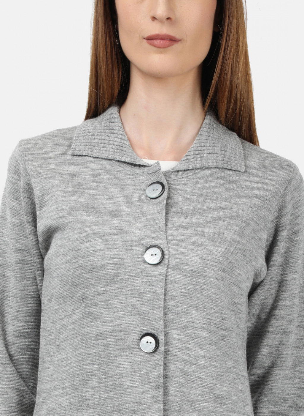 Women Grey Solid Cardigan