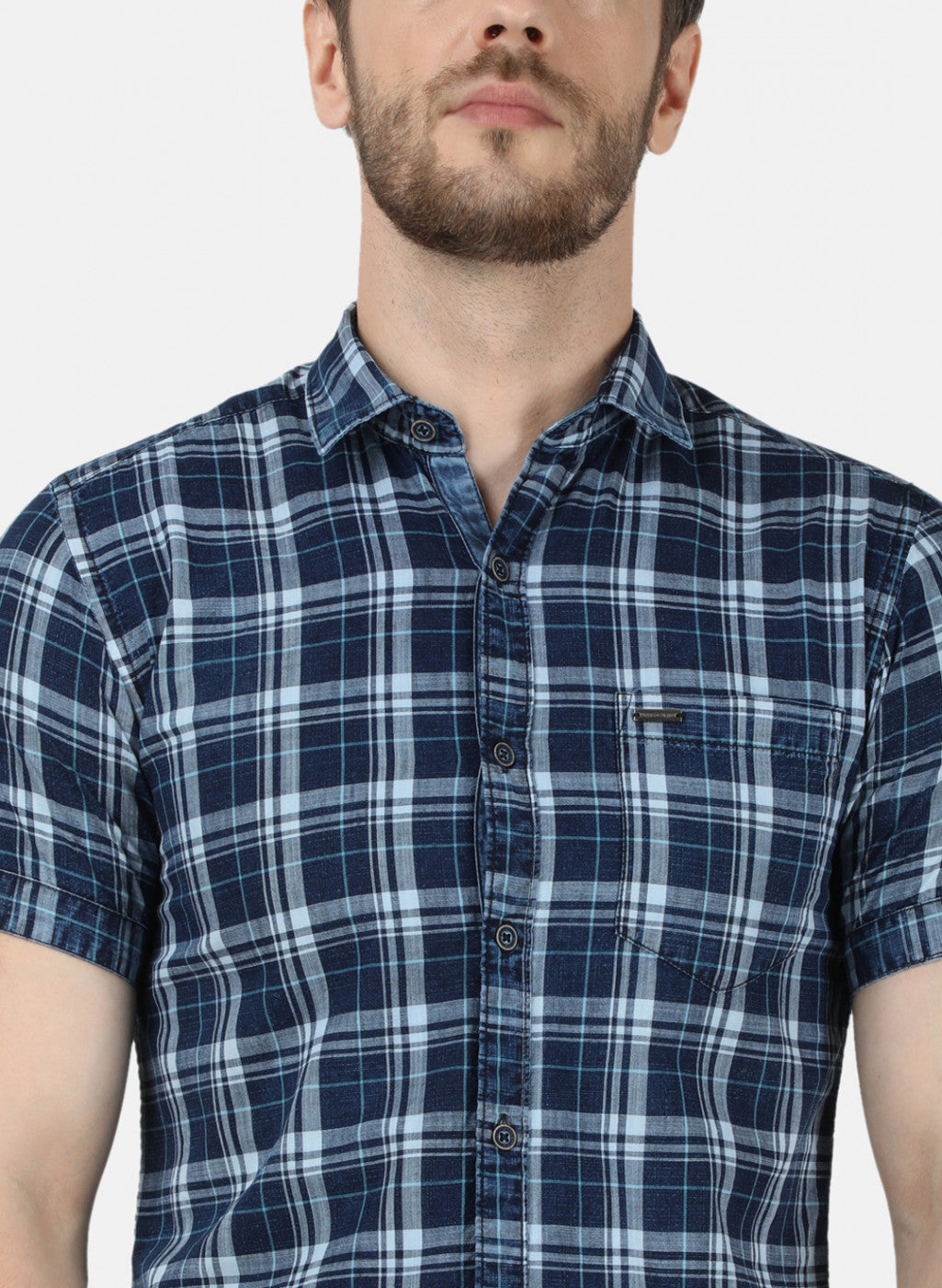 Mens NAvy Blue Check Shirt