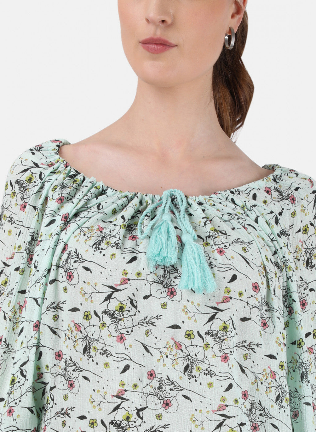 Womens Light Green Printed Top