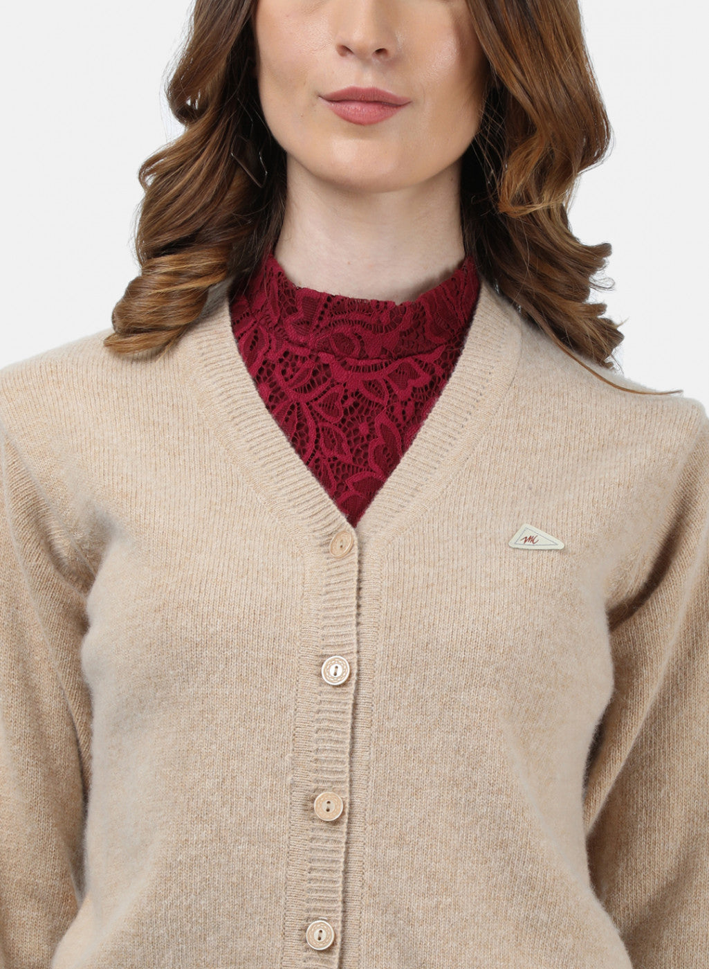 Women Beige Solid Cardigan