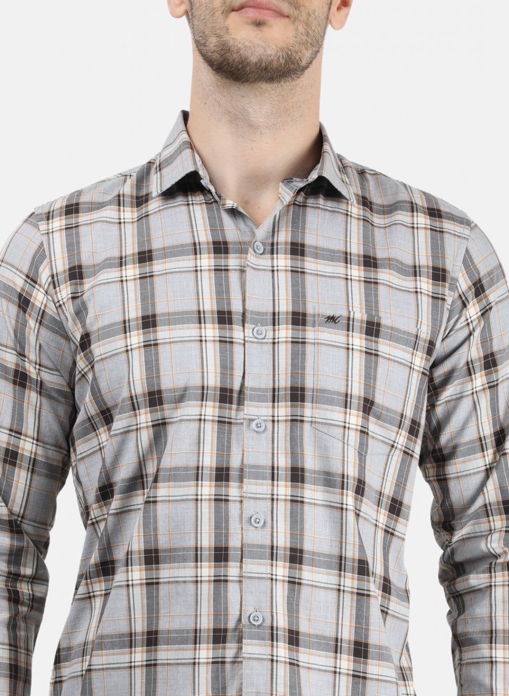 Men Grey Check Shirt