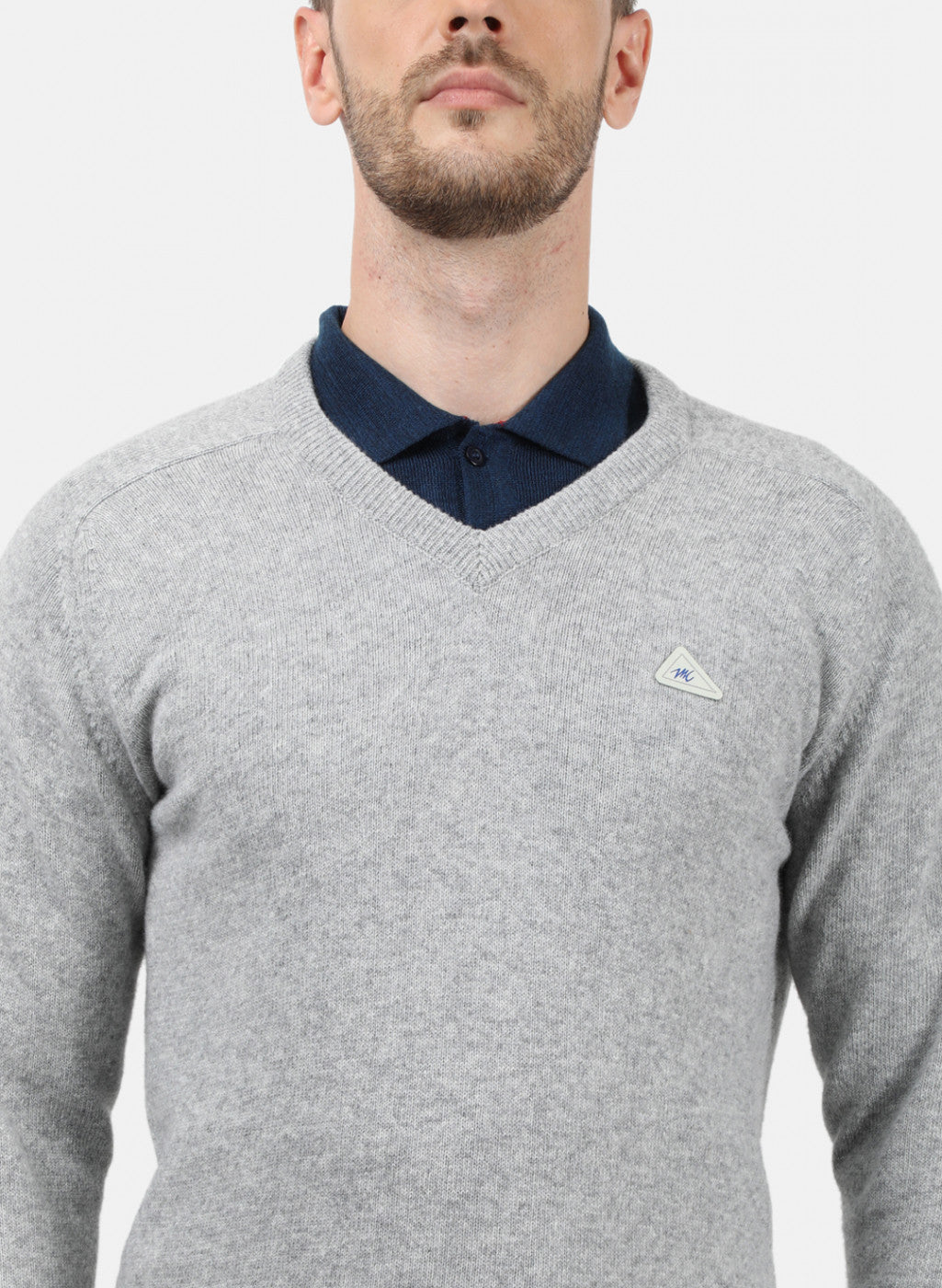 Men Grey Solid Pullover