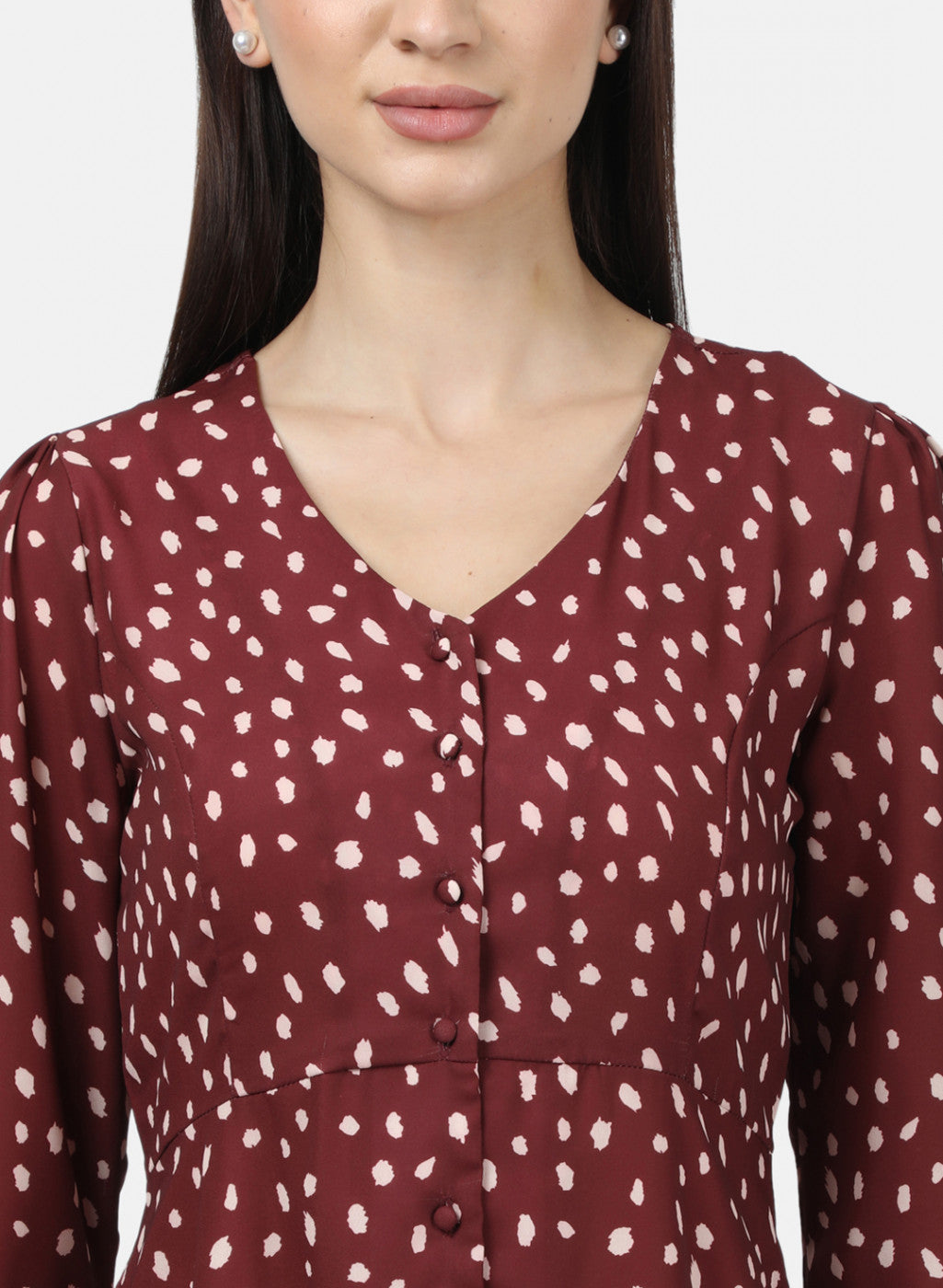 Womens Maroon Printed Tops