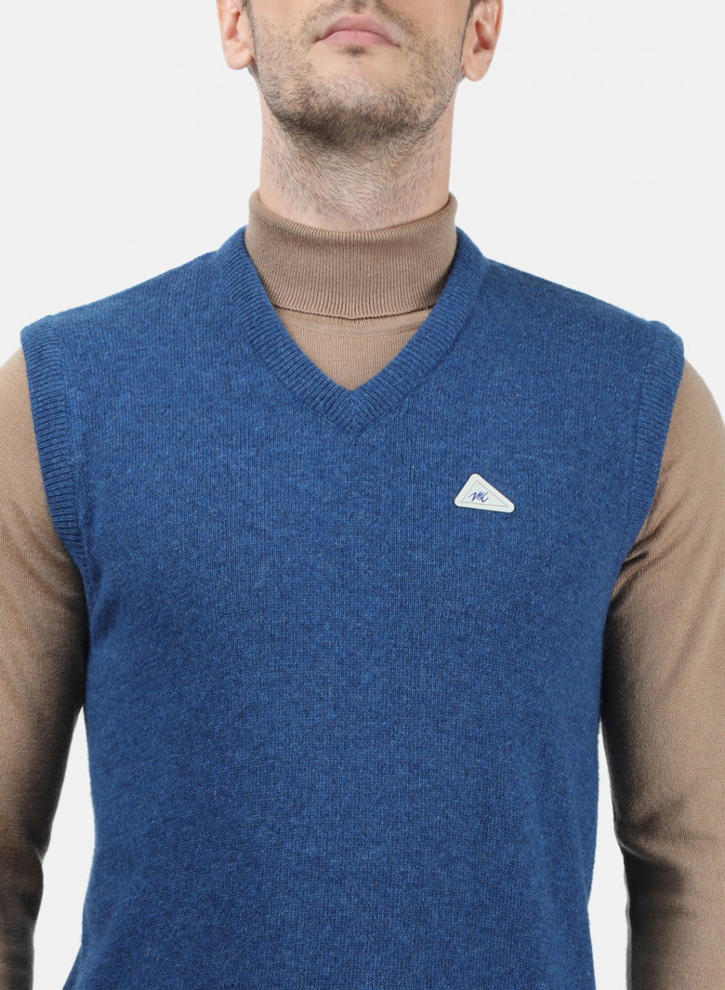 Men Blue Solid Sweater