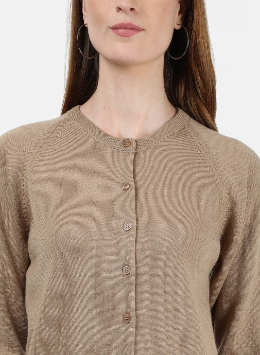 Women Beige Solid Cardigan