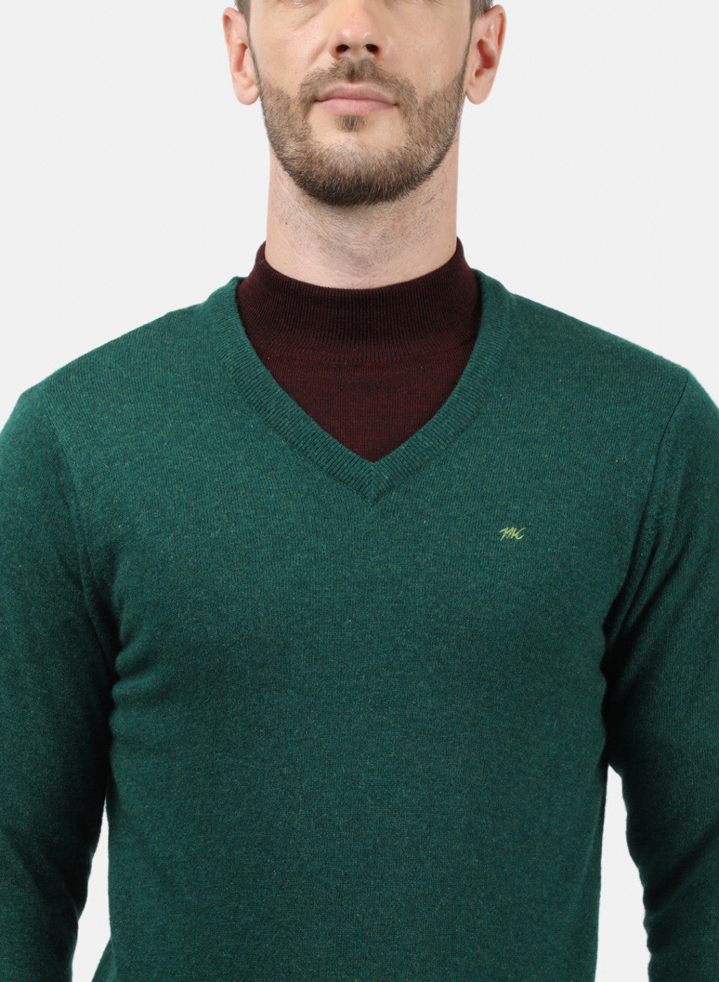 Men Green Solid Pullover