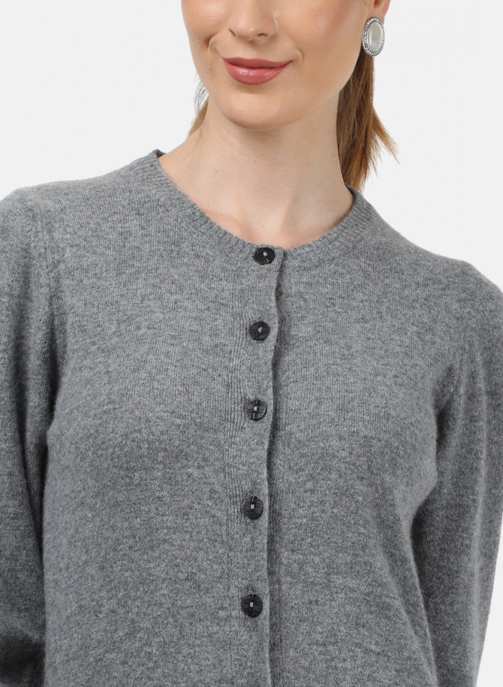 Women Grey Solid Cardigan