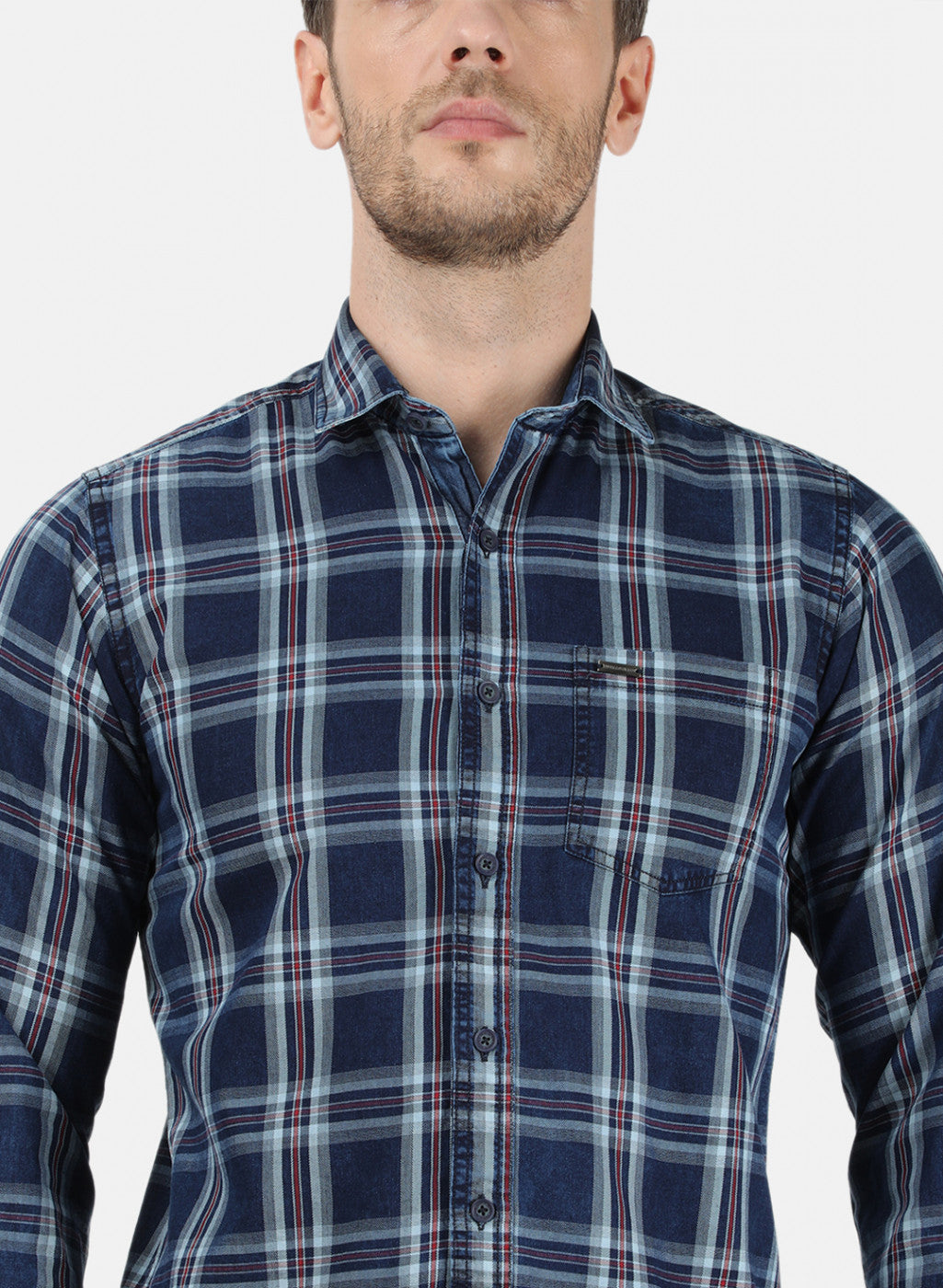 Mens NAvy Blue Check Shirt