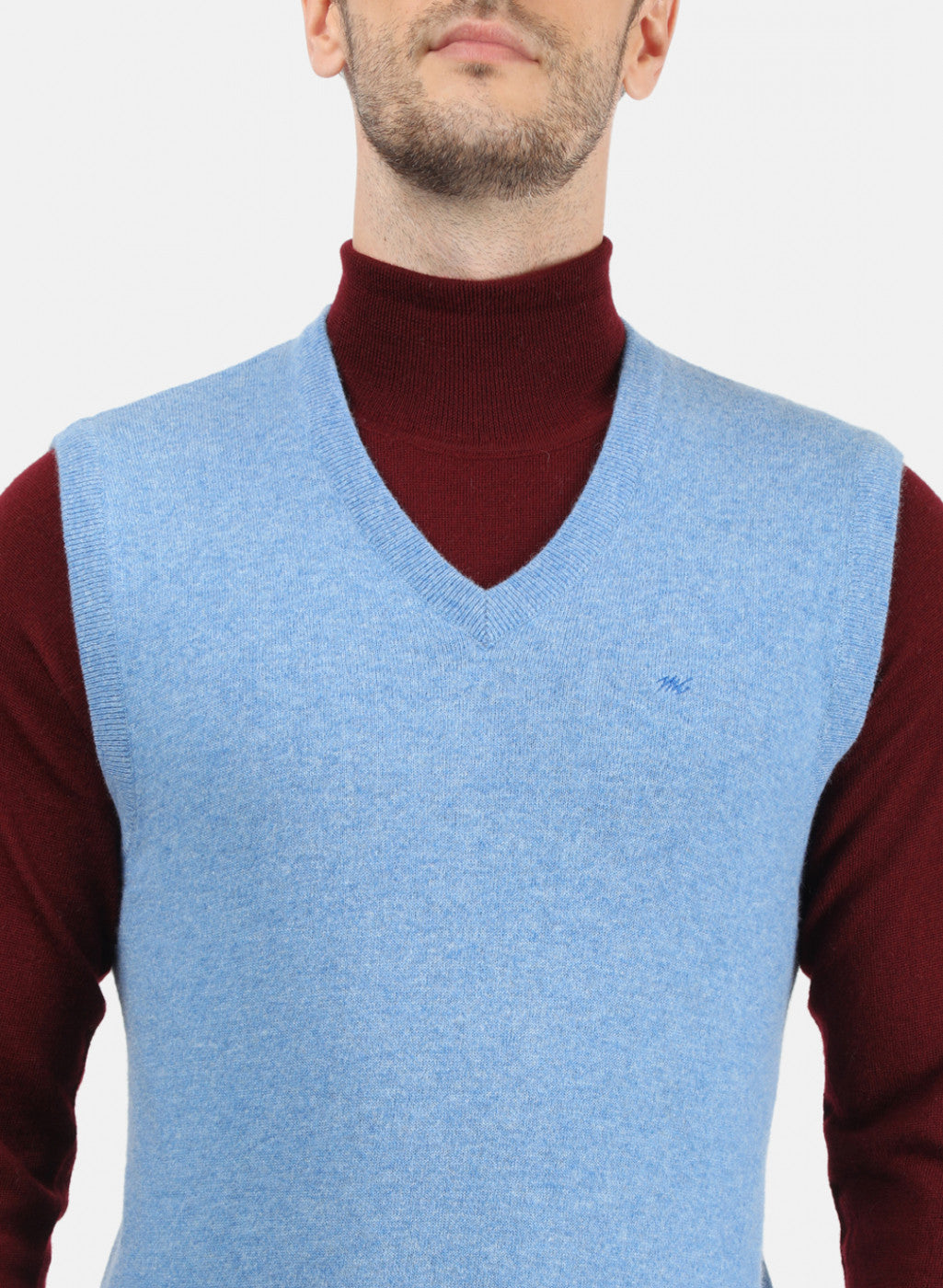 Men Blue Solid Sweater