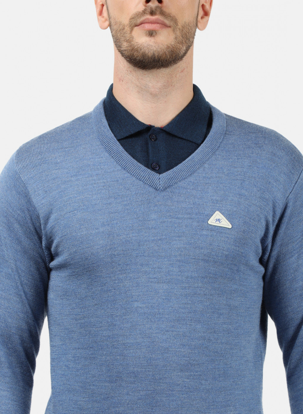 Men Blue Solid Pullover