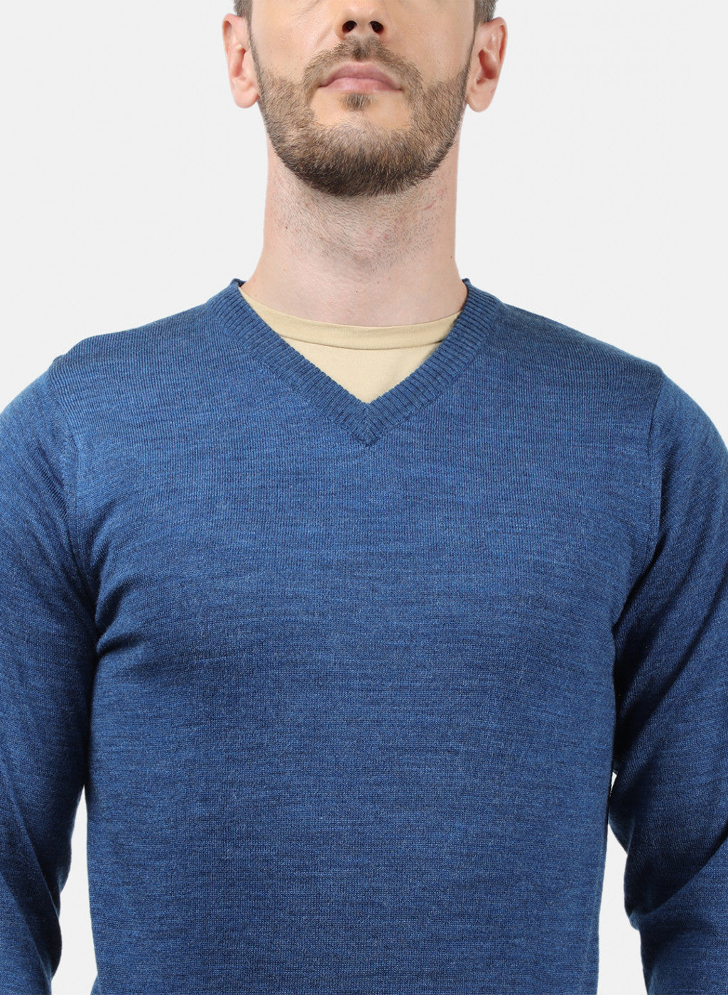 Men Blue Solid Pullover