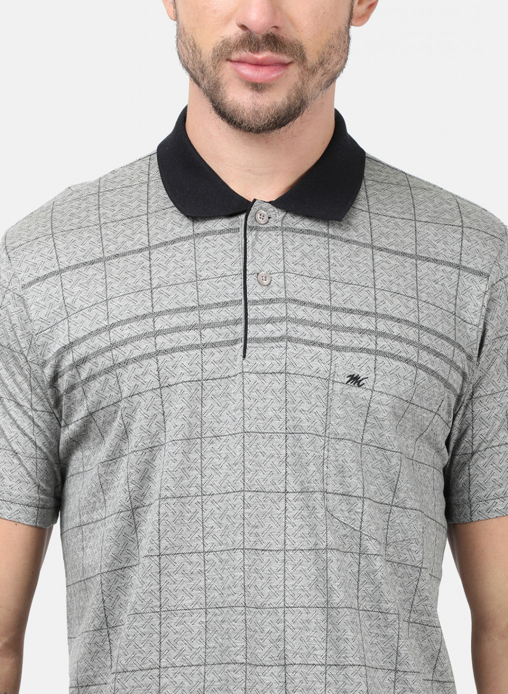 Men Grey Check T-Shirts