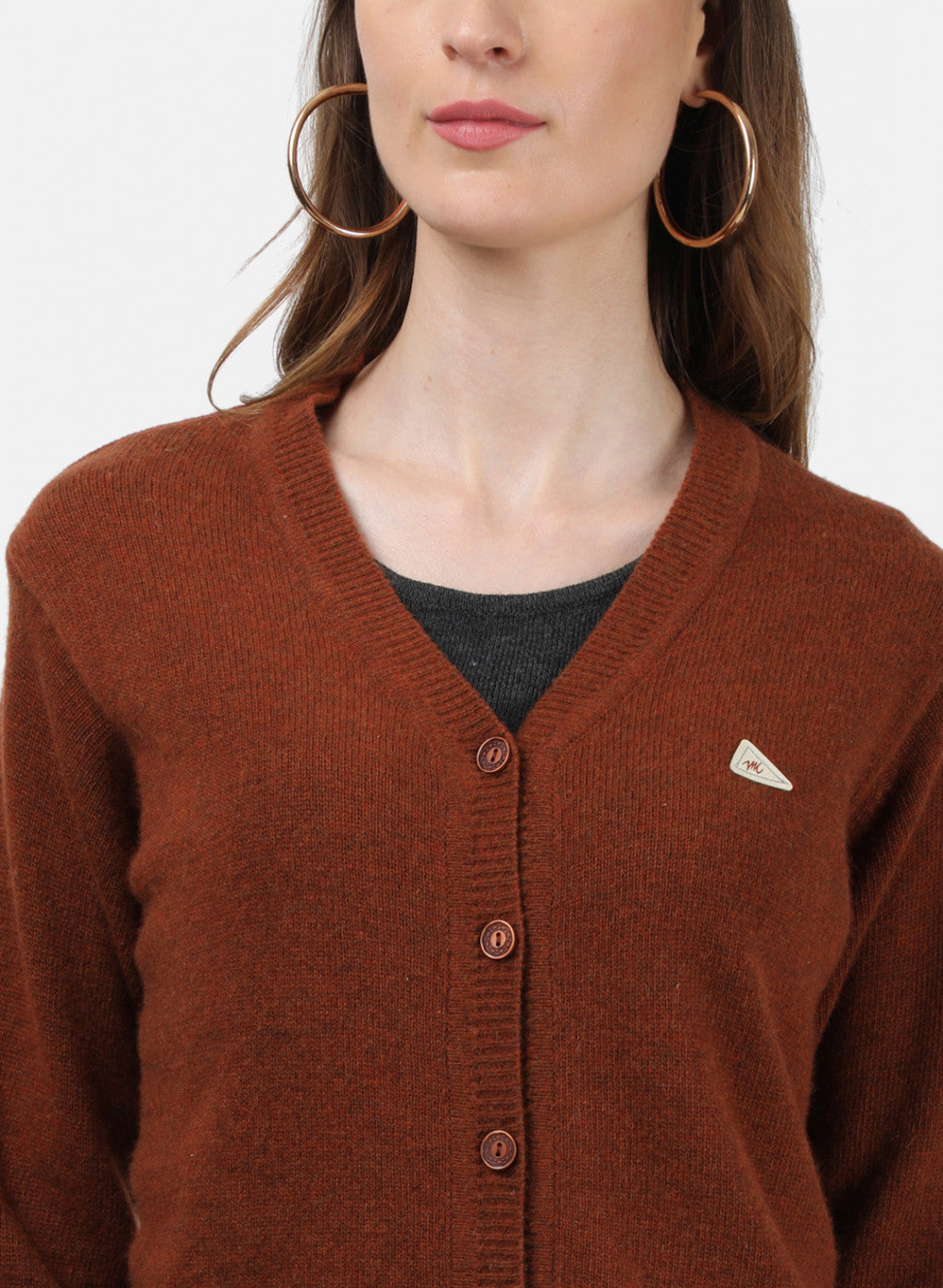 Women Brown Solid Cardigan