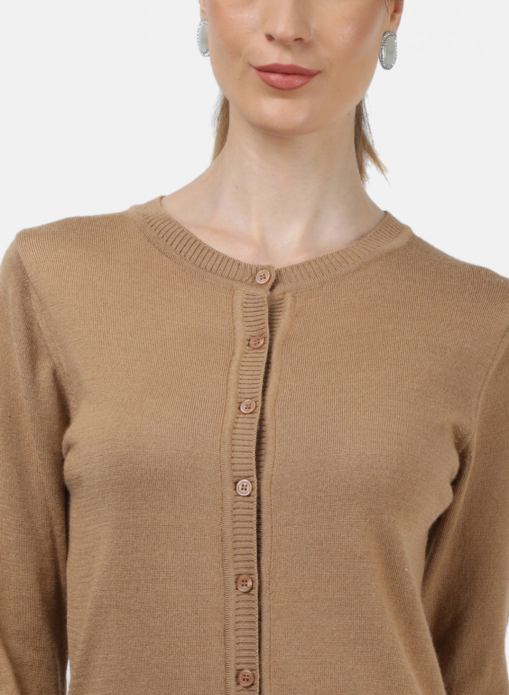 Women Brown Solid Cardigan