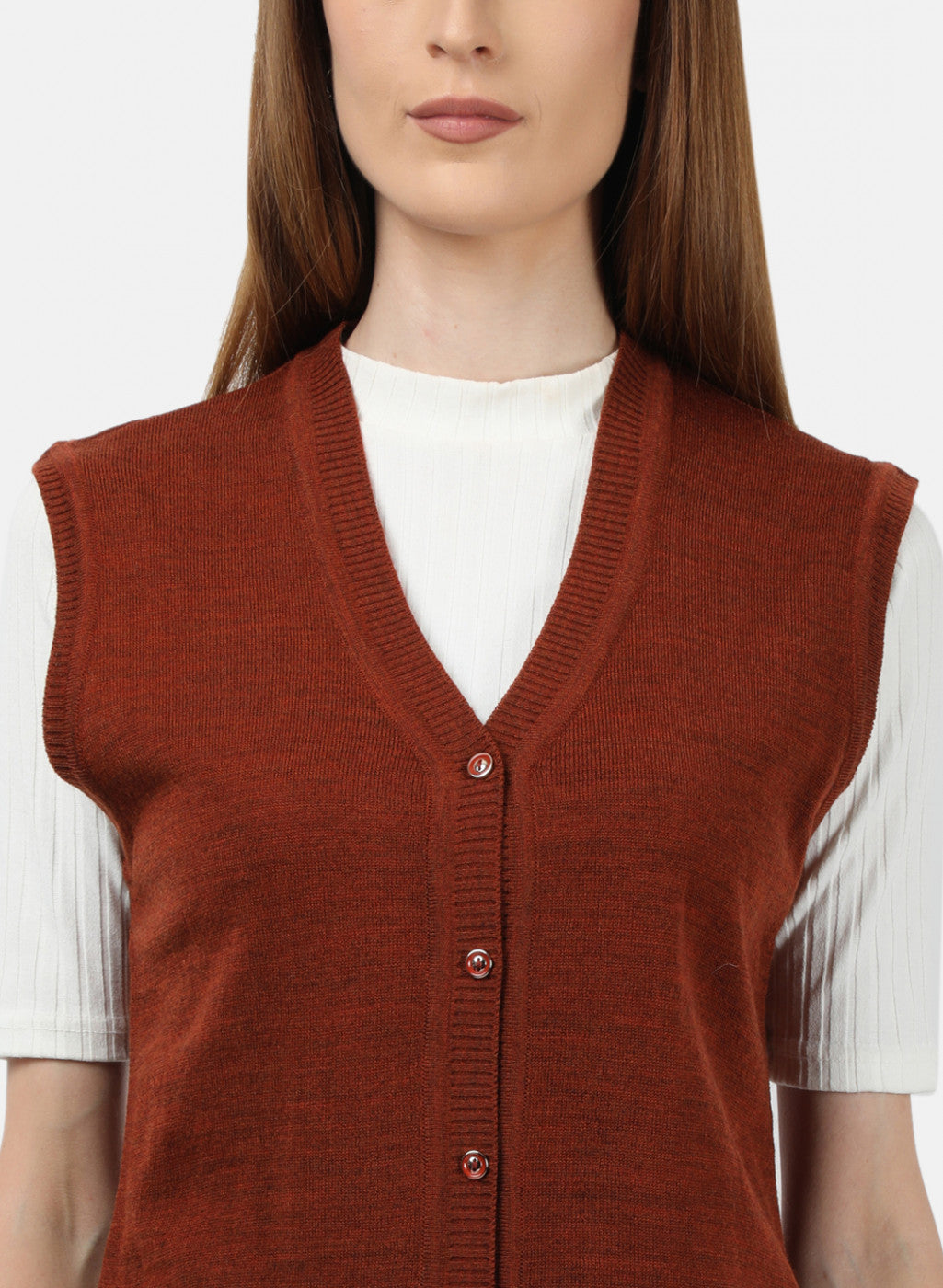 Women Rust Solid Cardigan