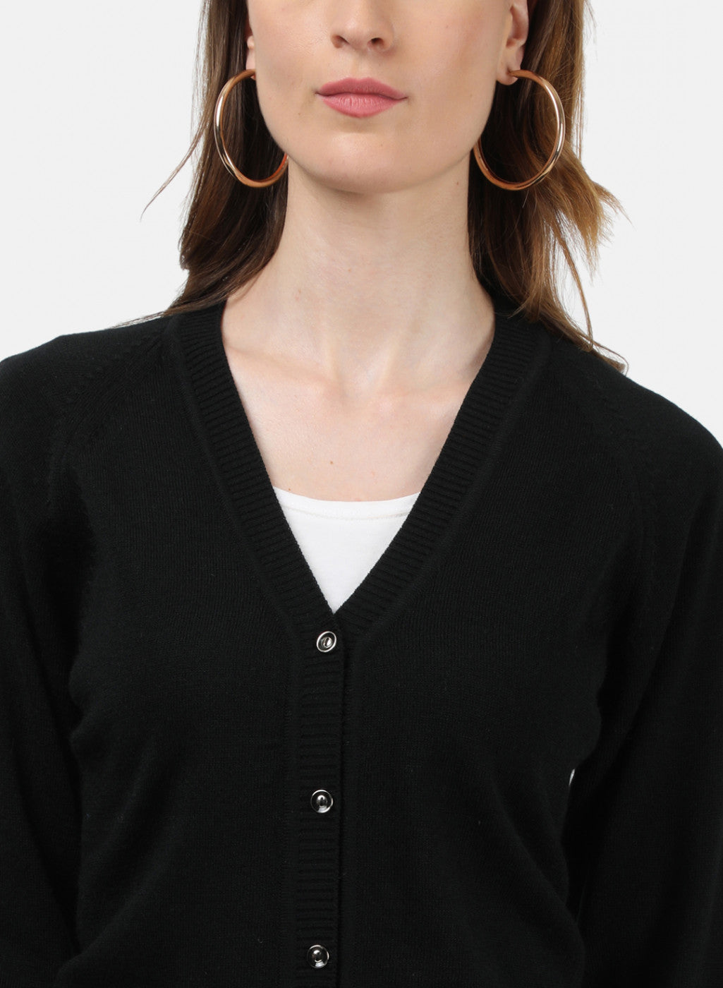 Women Black Solid Cardigan