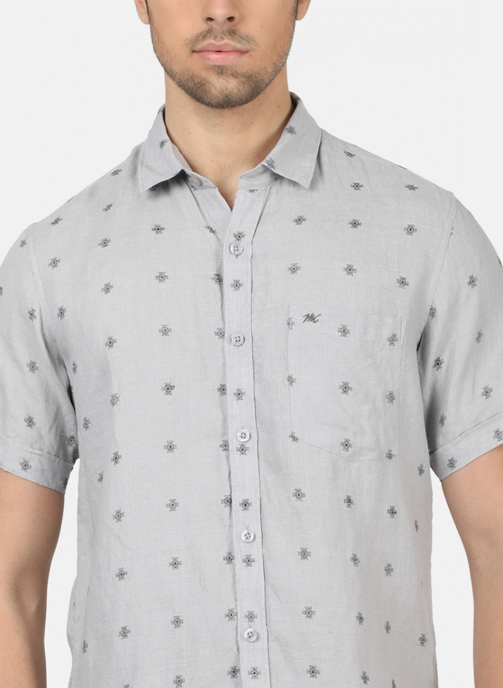 Men Grey Printed Shirts