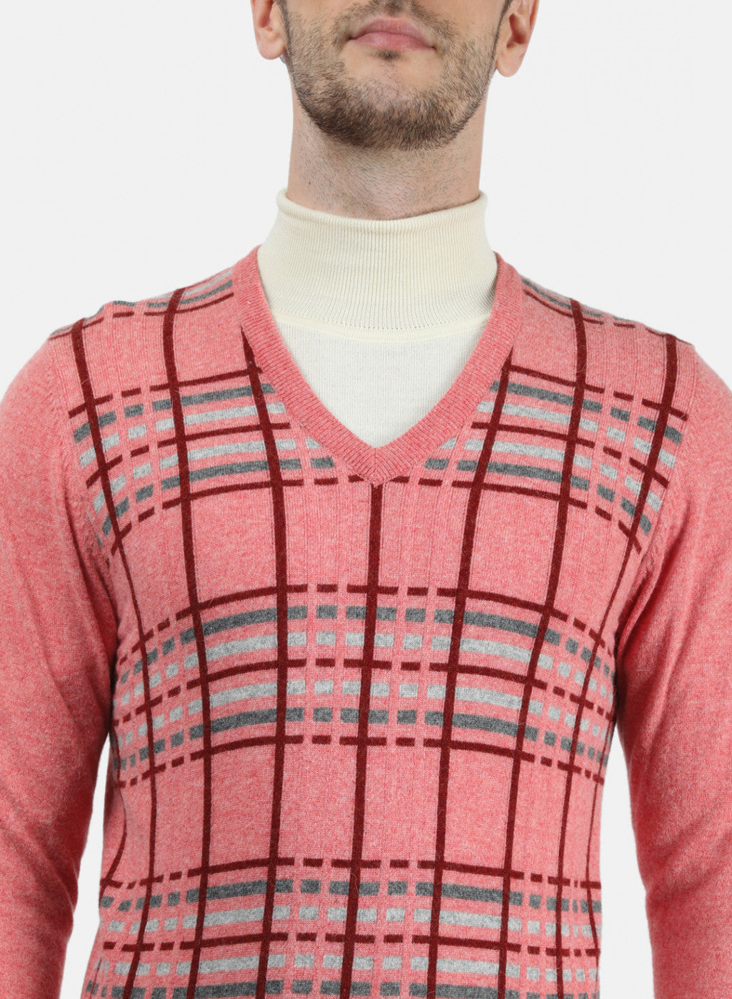 Men Pink Solid Pullover