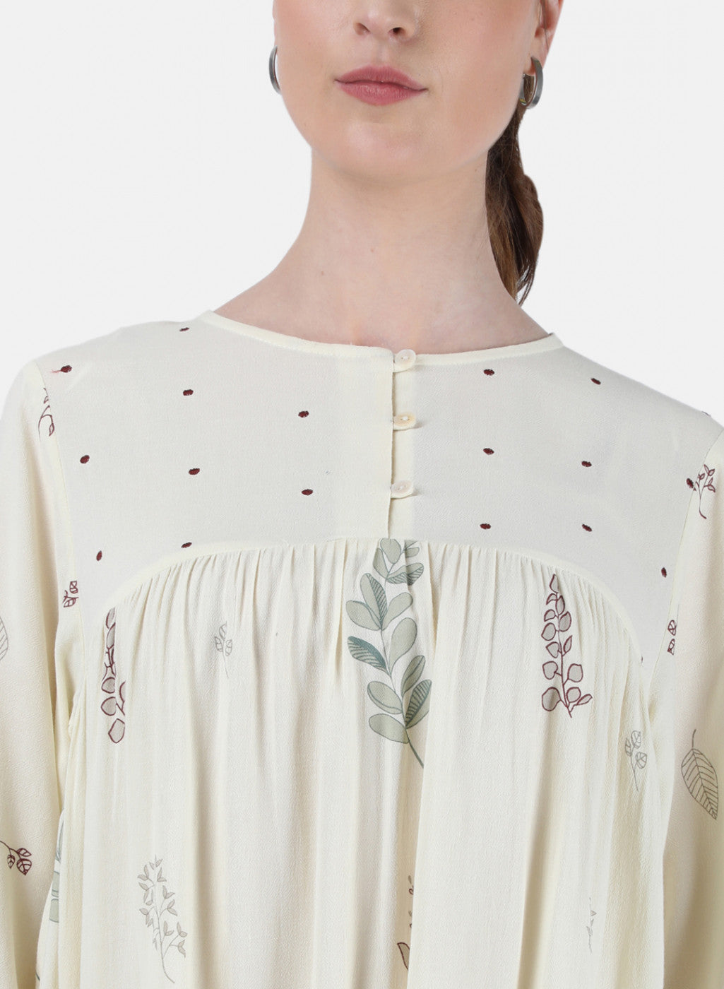 Womens Cream Printed Top