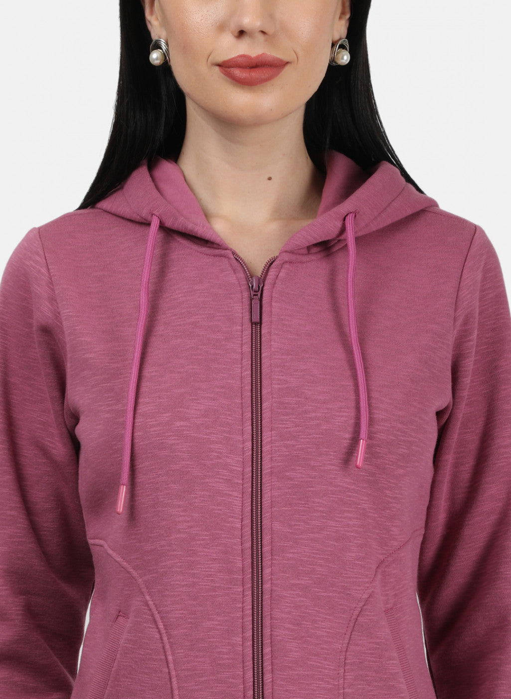 Women Pink Plain Sweatshirt