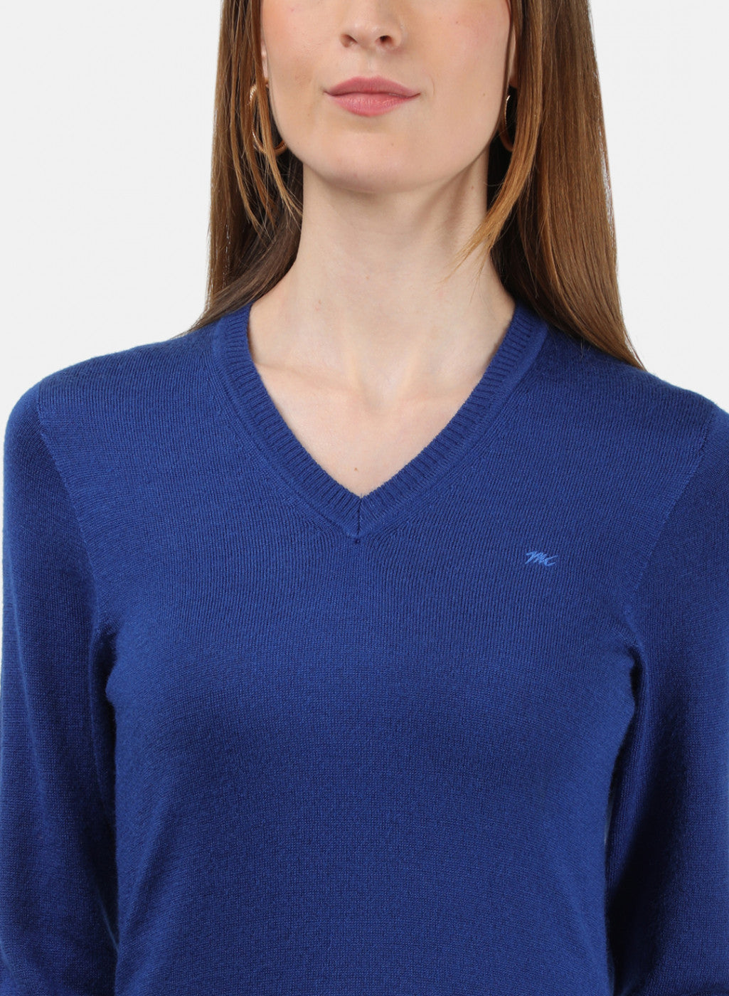 Women Royal Blue V Neck Top