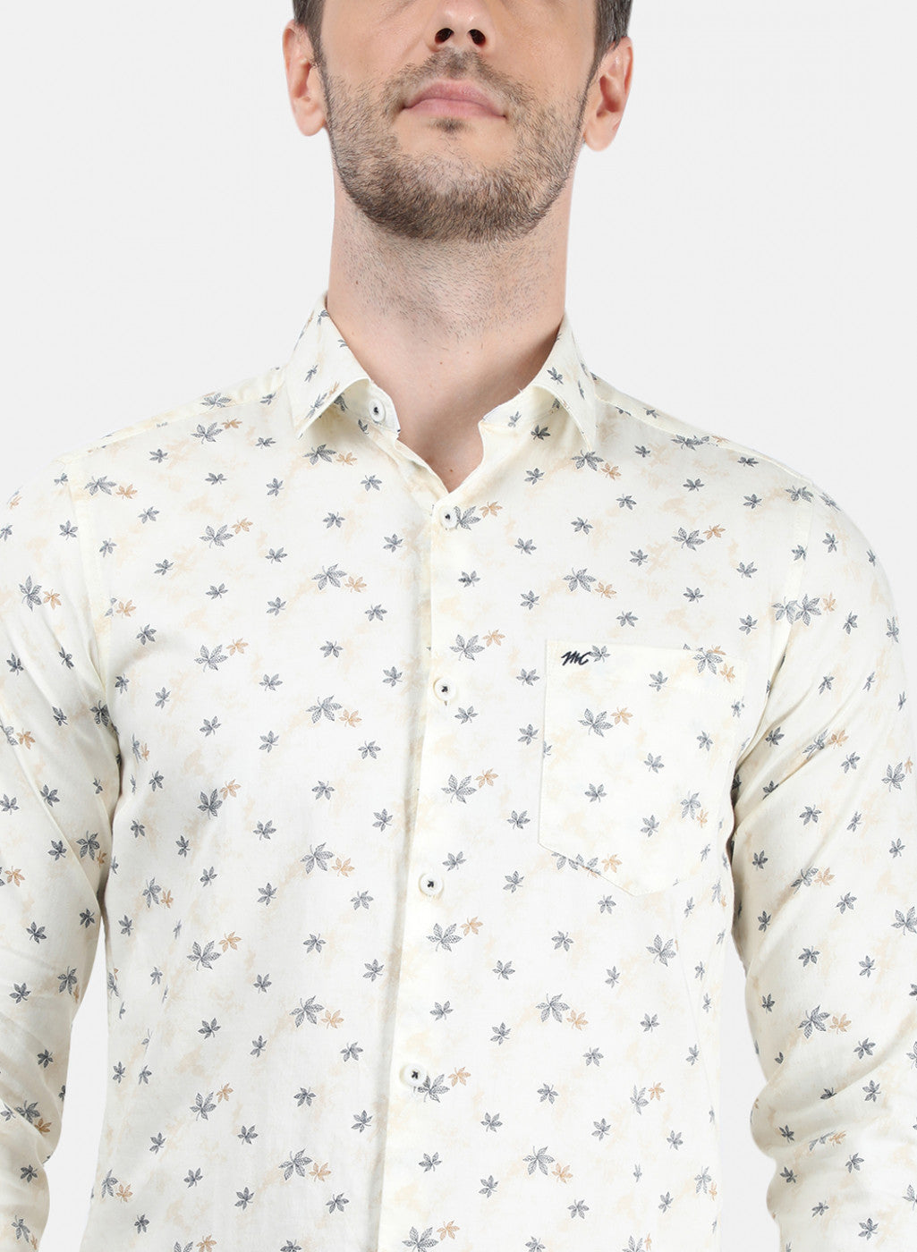 Men Cream Printed Shirt