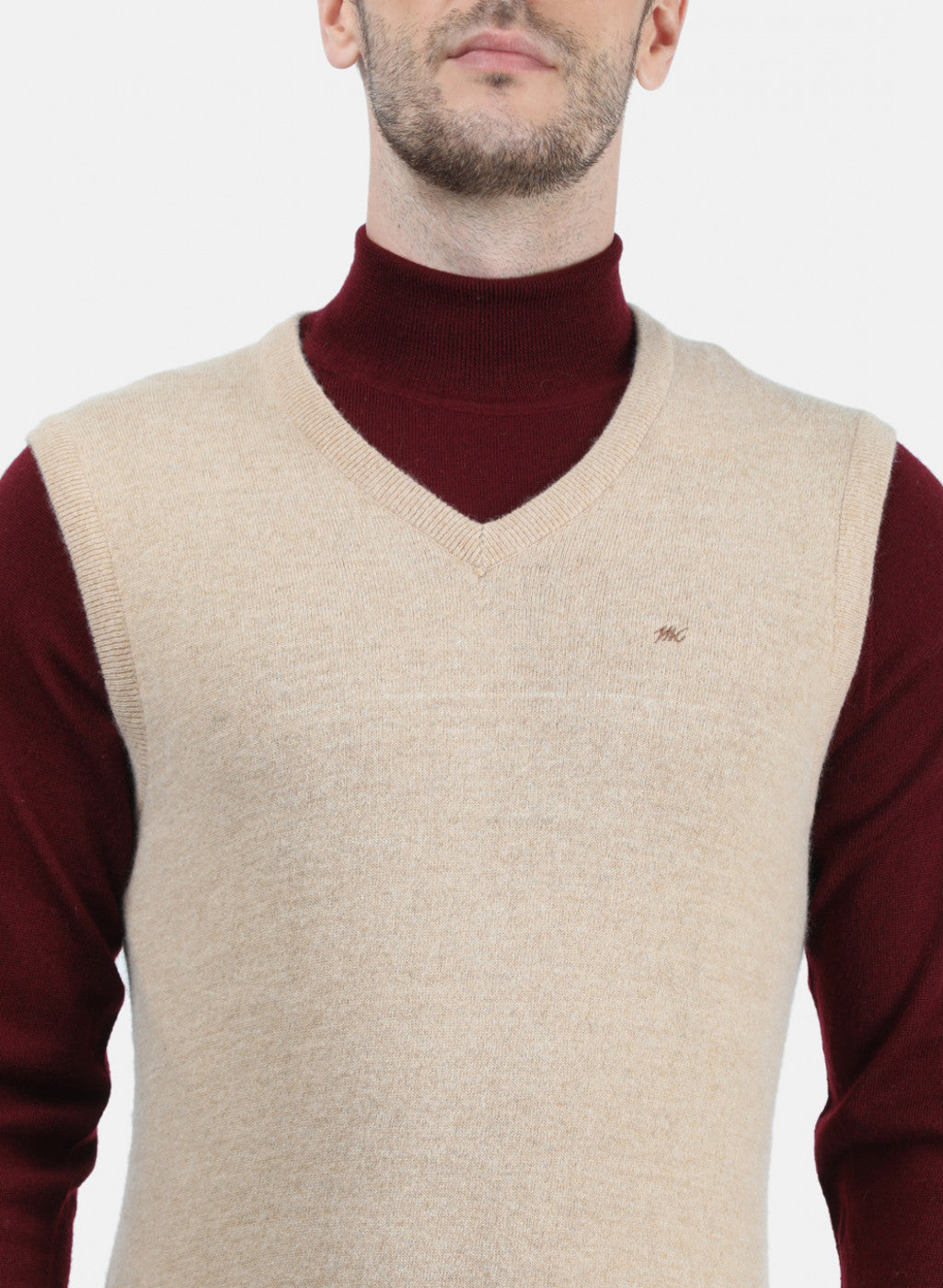 Men Beige Solid Sweater