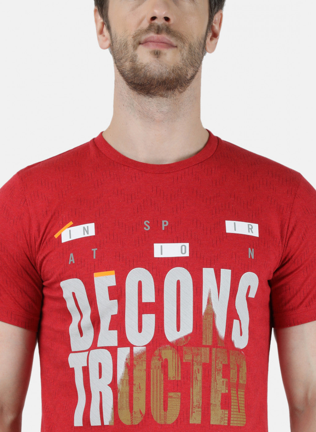 Mens Red Printed T-Shirt