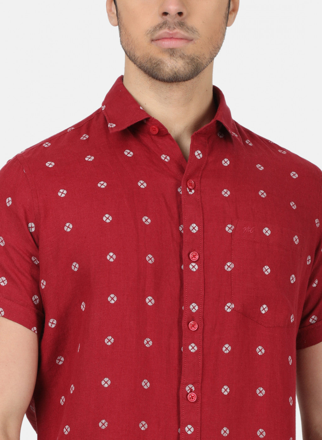 Men Maroon Printed Shirts