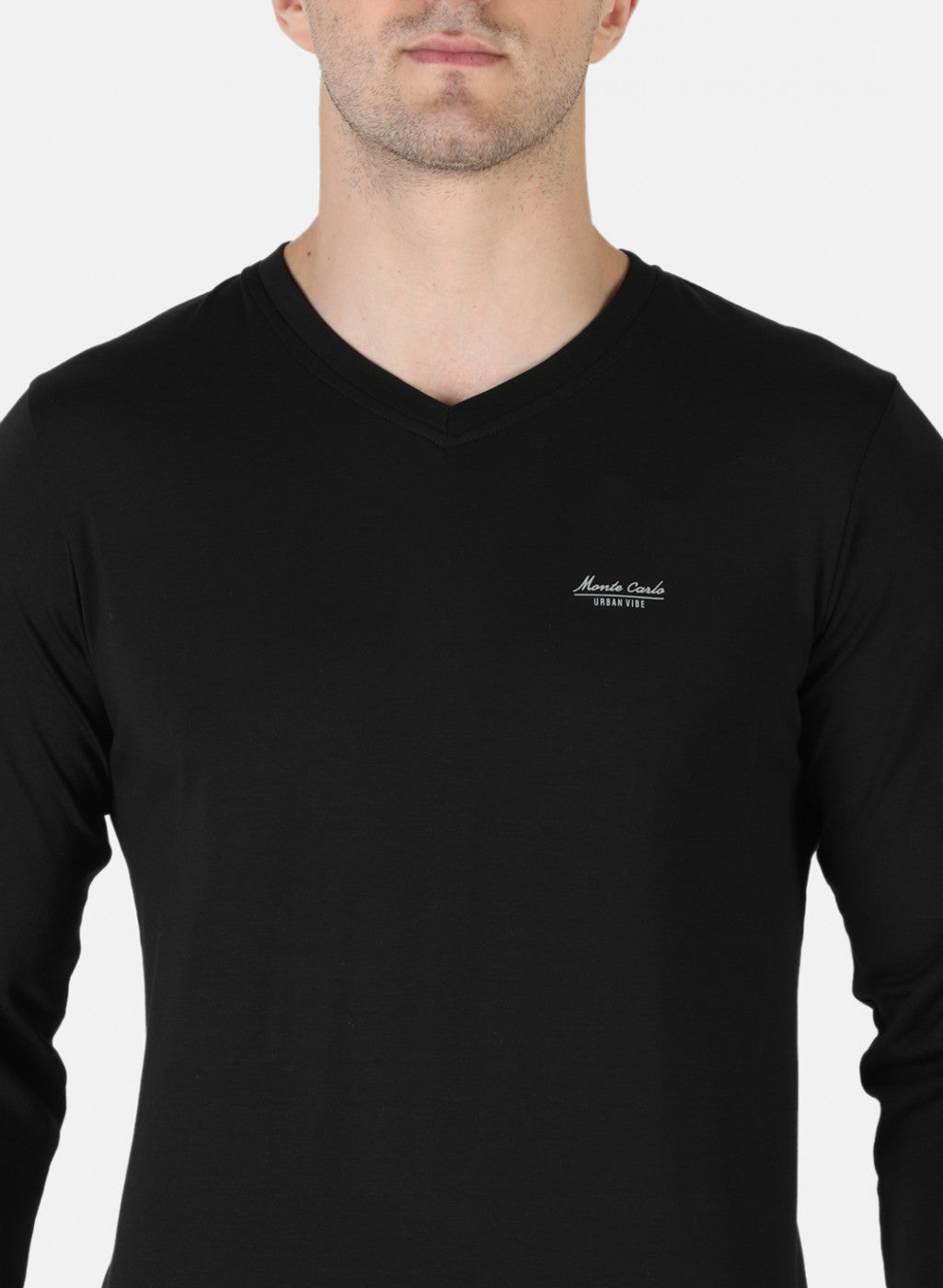 Men Black Plain T-Shirt