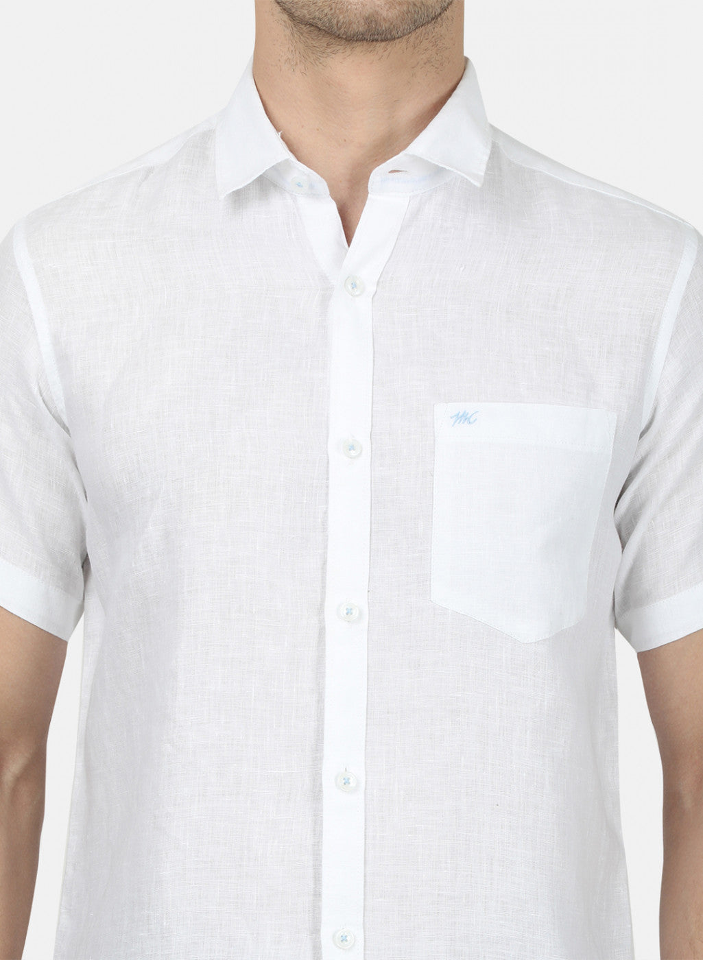 Mens White Solid Shirt