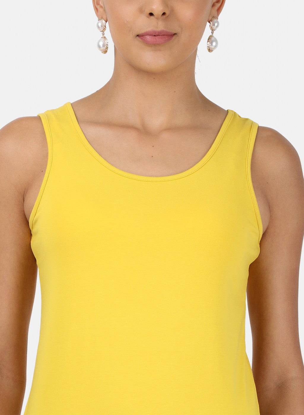 Womens Yellow Plain Spaghetti