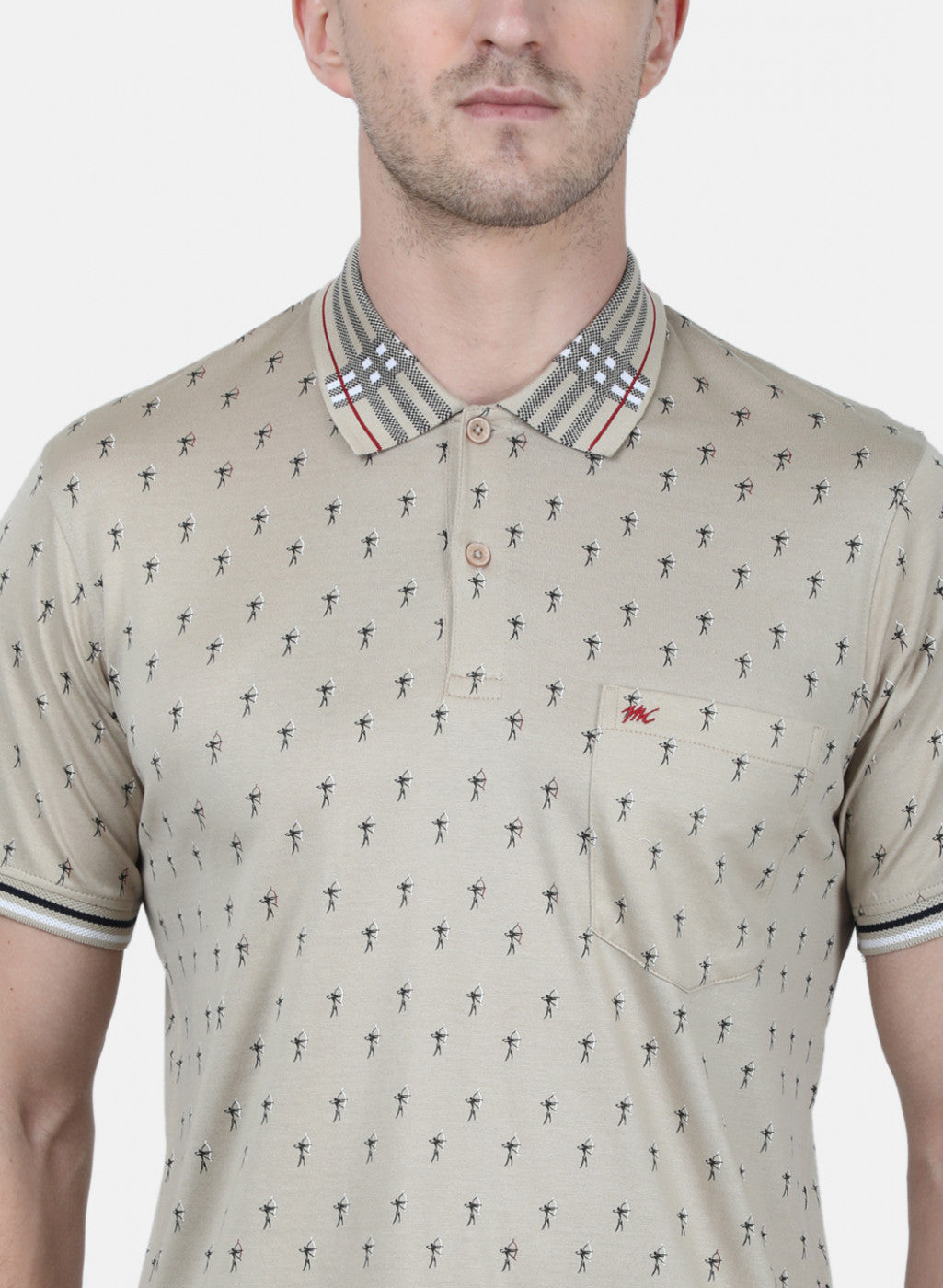 Mens Beige Printed T-Shirt