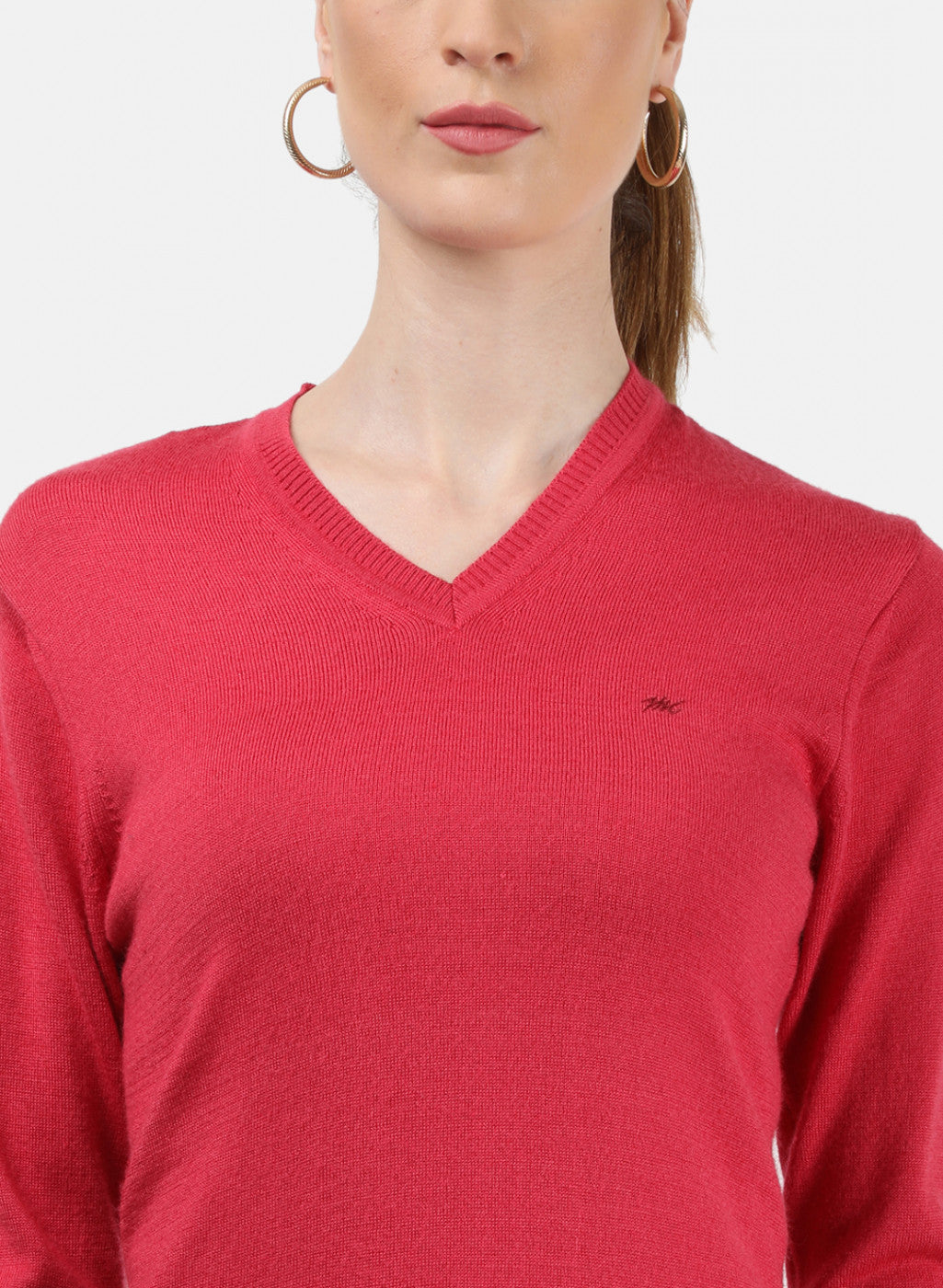 Women Pink V Neck Top