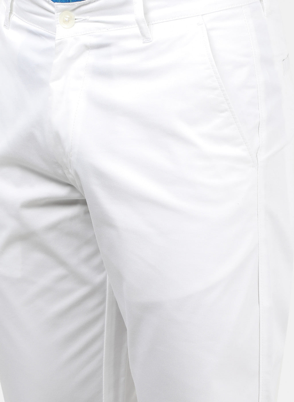 Men White Plain Trousers