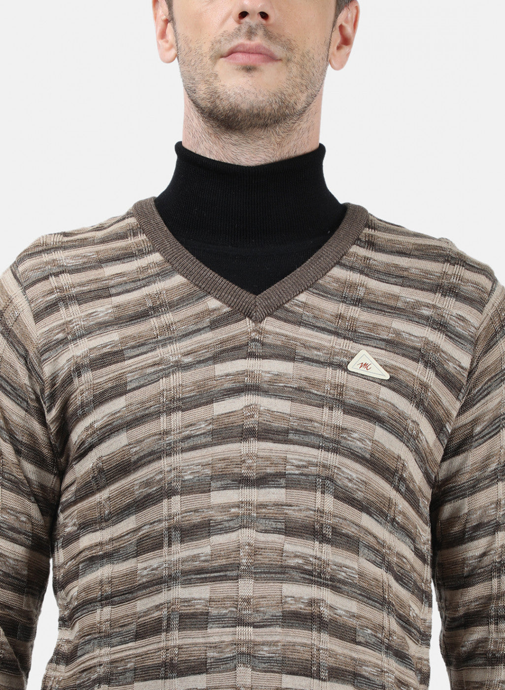 Men Brown Solid Pullover