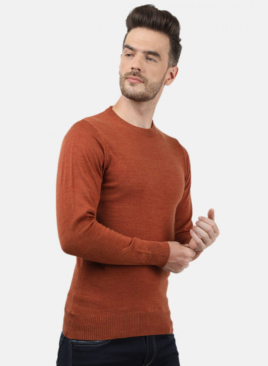 Men Orange Solid Pullover