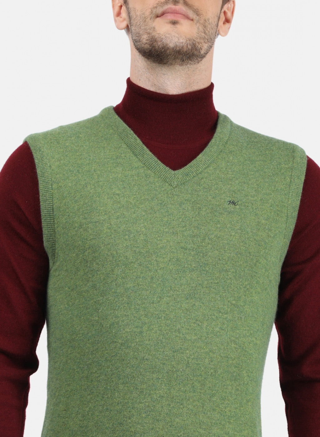 Men Green Solid Sweater