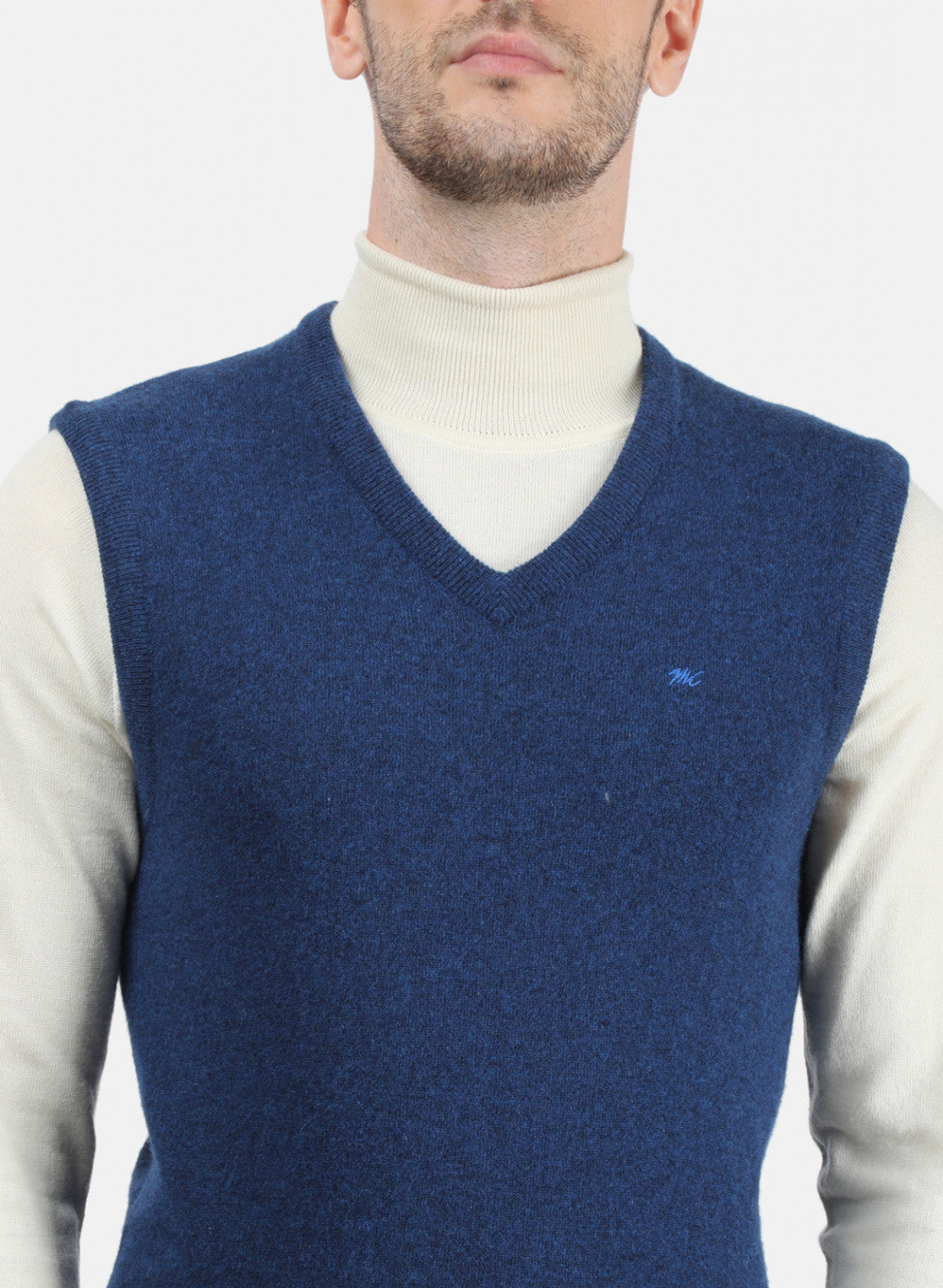 Men Blue Solid Sweater