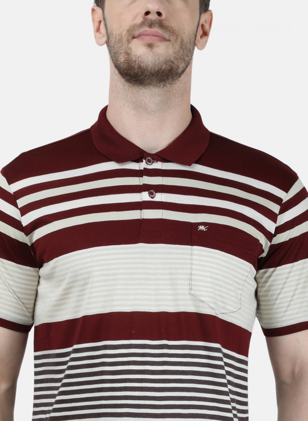 Mens Maroon Stripe Collar T-Shirts