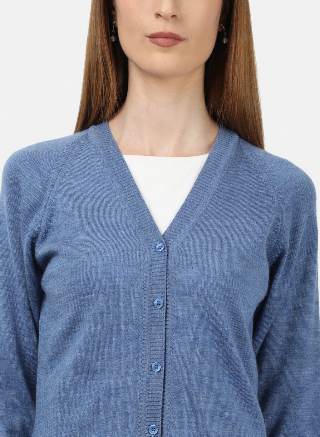 Women Blue Solid Cardigan