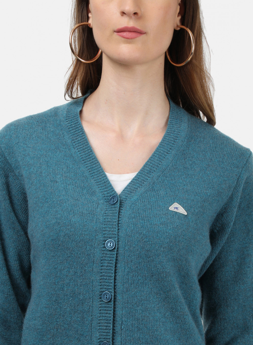 Women Blue Solid Cardigan