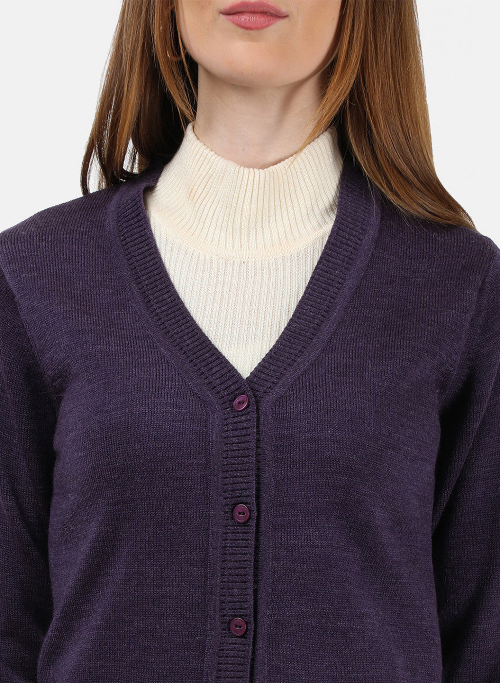 Women Purple Solid Cardigan