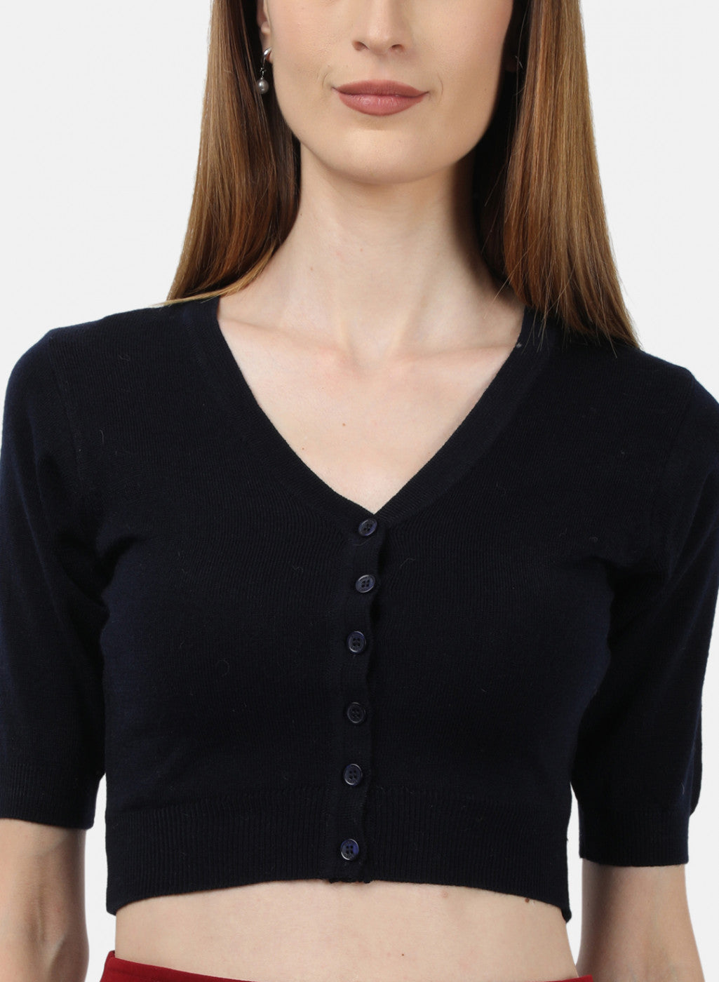 Women Navy Blue Solid Blouse