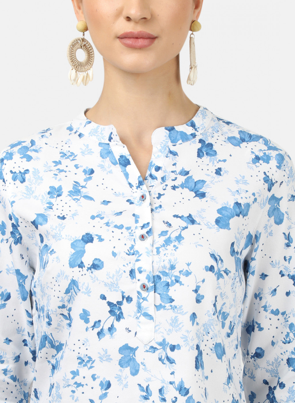 Womens White Printed Tops