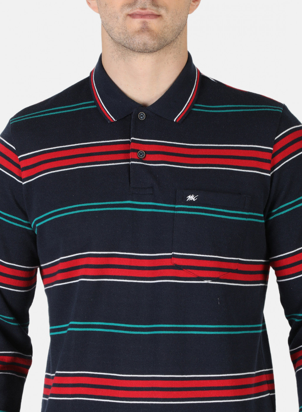 Men NAvy Blue Stripe T-Shirt