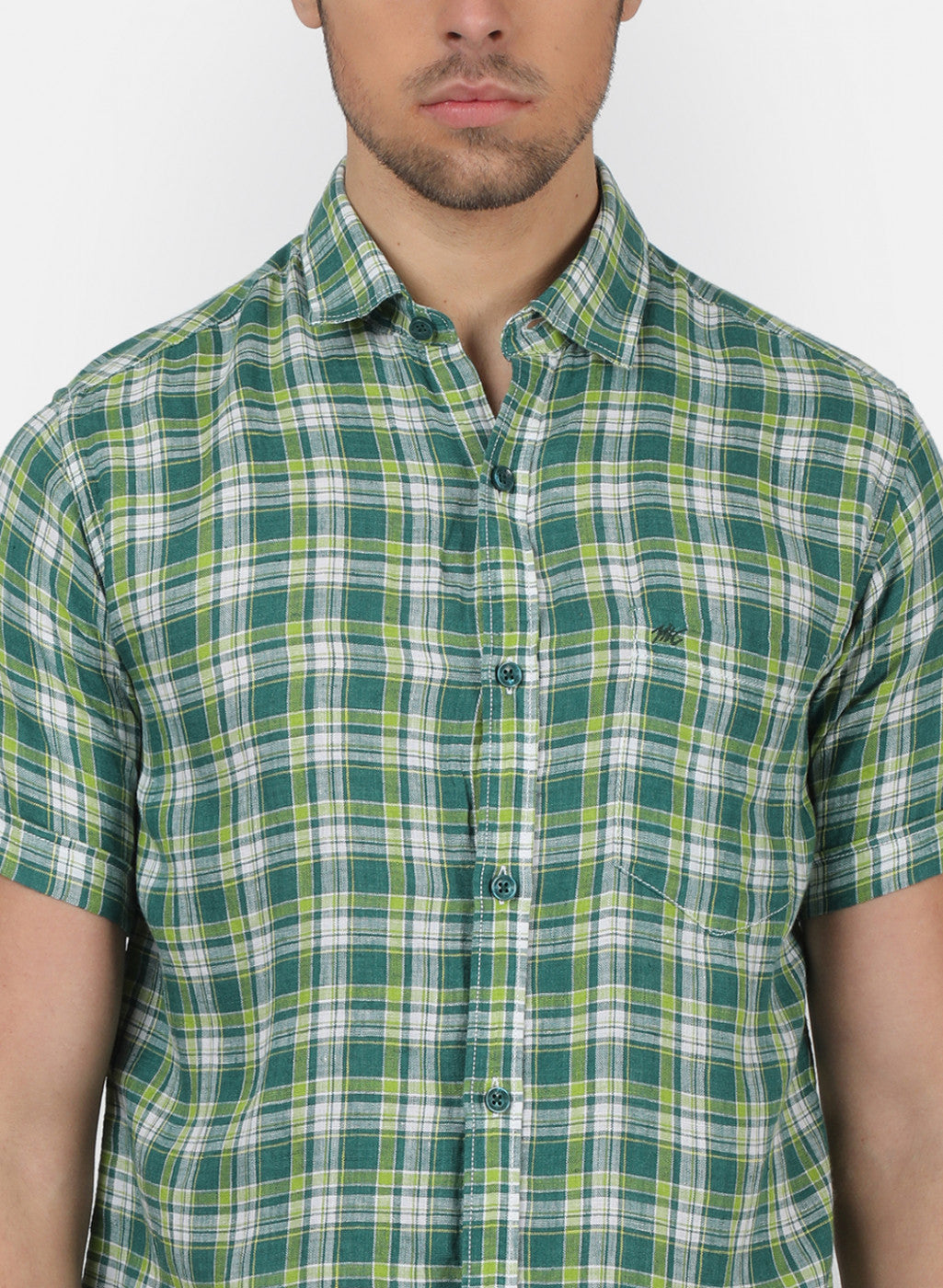 Men Green Check Shirts